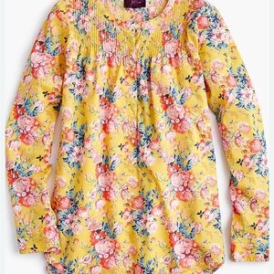 J. Crew Liberty London Yellow Rose Floral Button Down Shirt Top Size 4 Tall